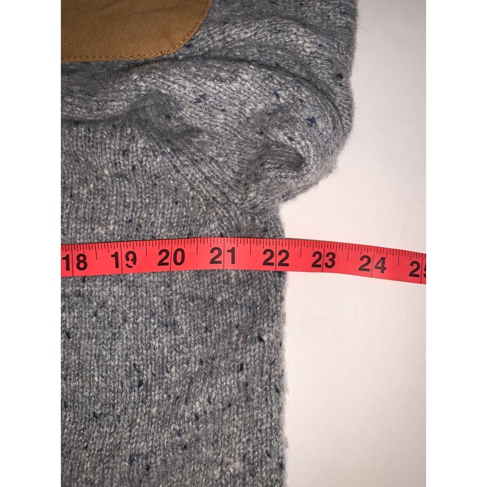Eddie Bauer Mens XL Gray Lambswool Cashmere Donegal Cardigan Sweater Suede Trim - Picture 14 of 15